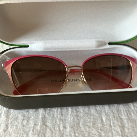 Kate Spade: Pink/Gold Tone Wire IANNA Cat Eye Sunglasses - Picture 15 of 16
